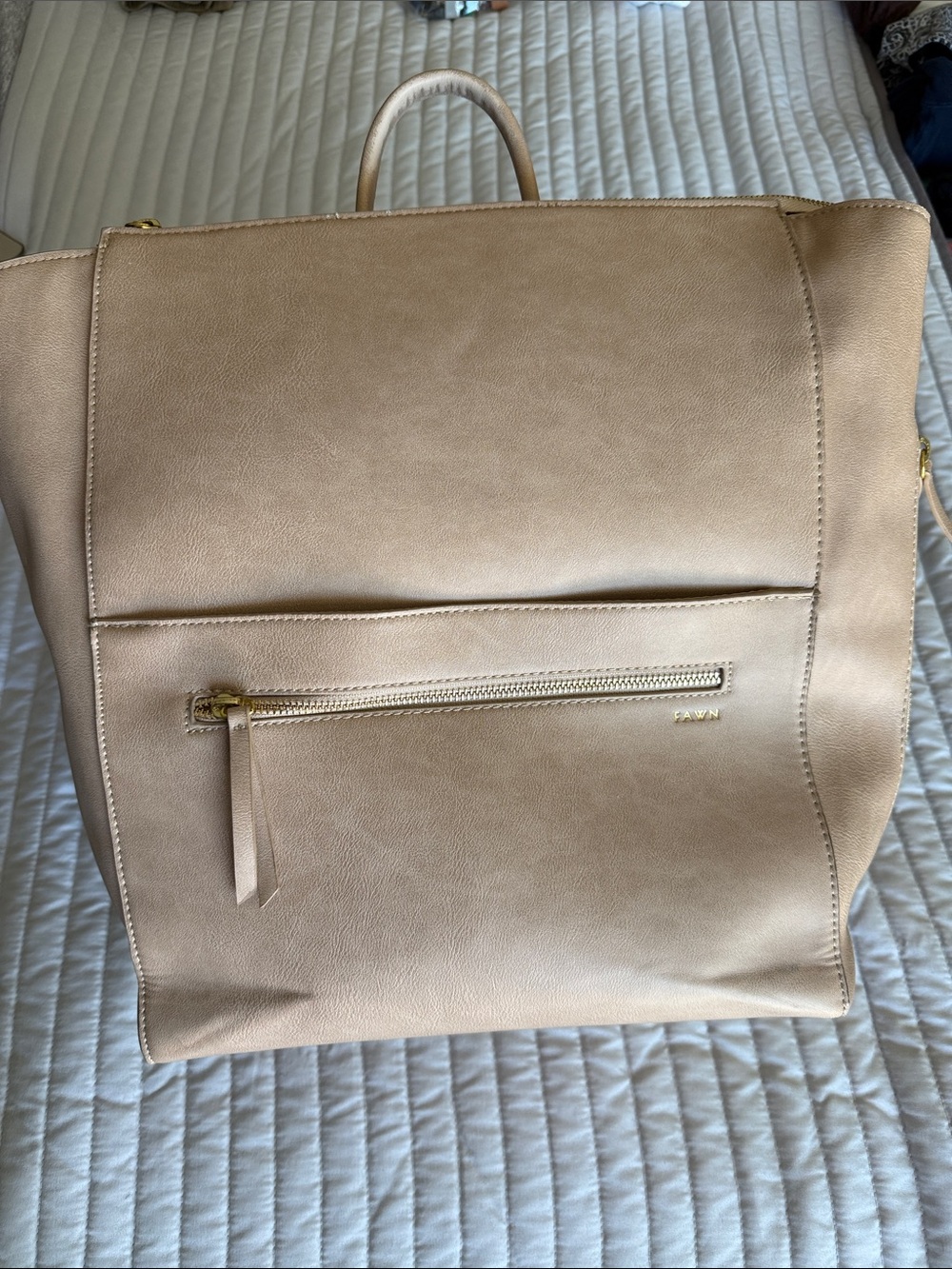 Fawn Design Neutral Beige Convertible Leather Backpack